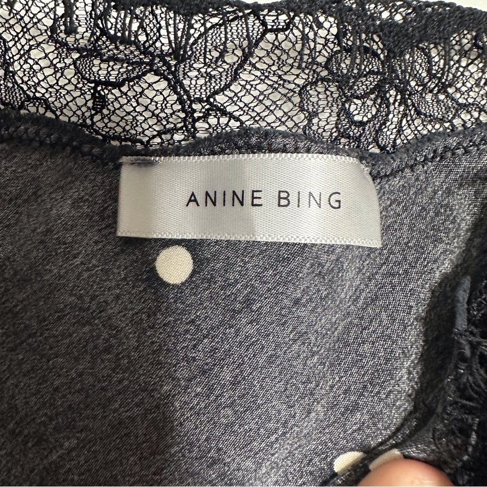 Anine bing silk black polka dot lace trim Monroe camisole - Picture 5 of 6